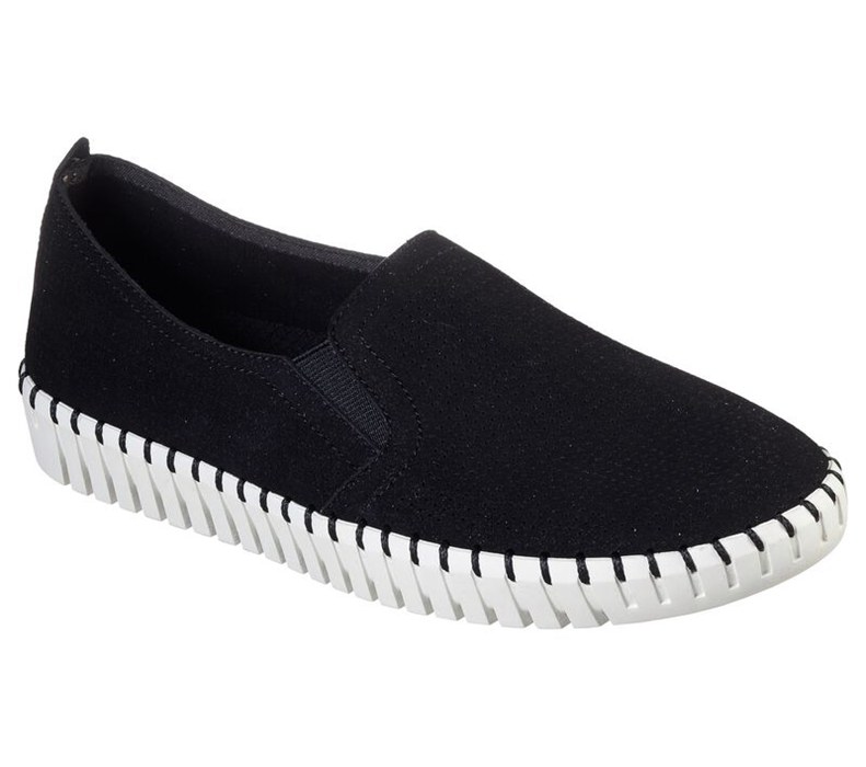 Skechers Dam Svarta/Vita Platta Skor - Sepulveda Blvd - Envelop - Sverige (KGHEP-7836)